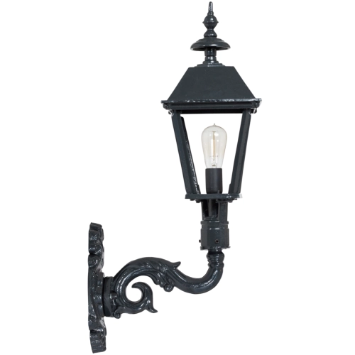 Vägglampa gjutjärn K3, 4-kantigt lykthus