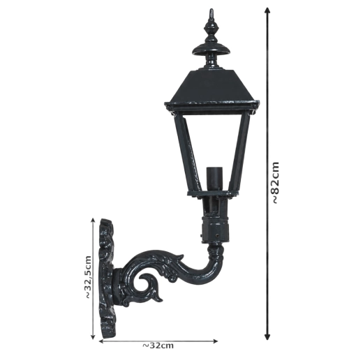Vägglampa gjutjärn K3, 4-kantigt lykthus