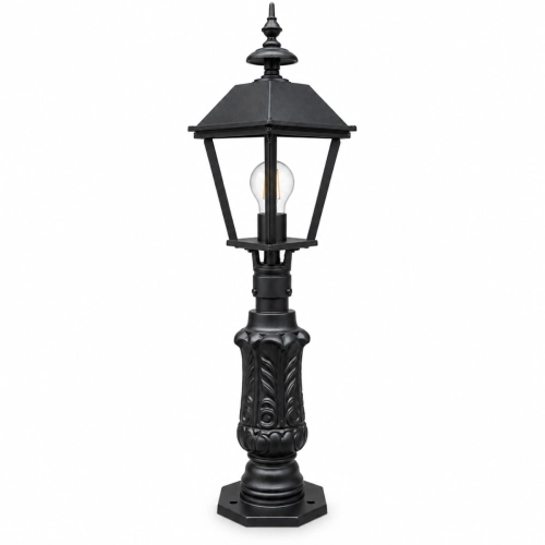 Klassisk trädgårdslampa N4 i gjutjärn med fyrkantig lykta