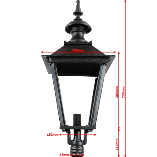 Lyktstolpe gjutjärn W3AP, 4-kantigt lykthus - 315cm