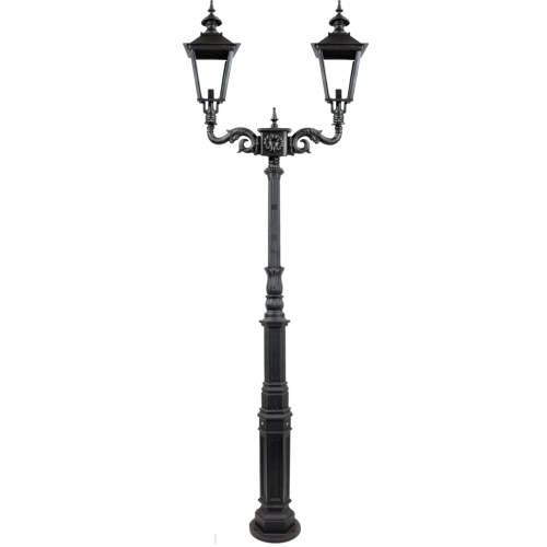 Dubbel parklykta i gjutjärn W22, 4-kantigt lykthus - 310cm, 340cm