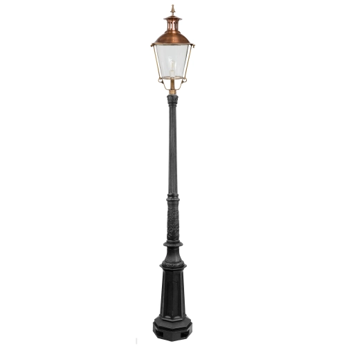 Gjutjärn lyktstolpe W5, koppar lykthus - 320cm